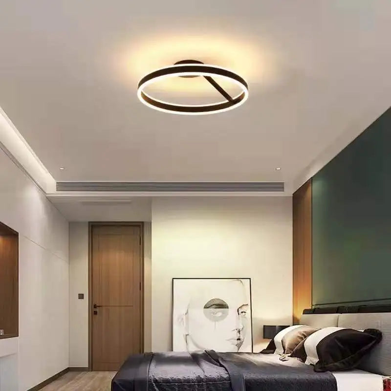 lustre nordique led réglable anneau suspension lumière décor - vue 4 sur 12