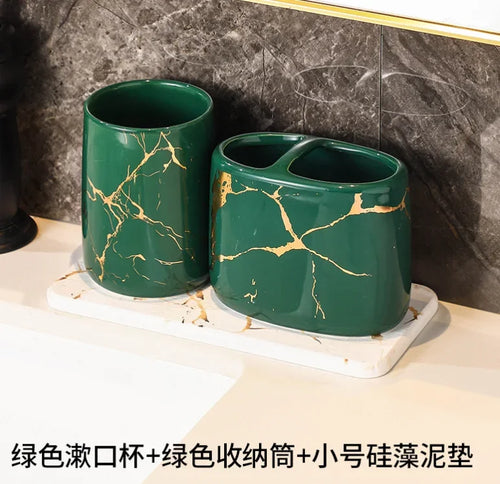 ensemble décoratif en céramique pour salle de bain avec accessoires - vue 22 sur 24