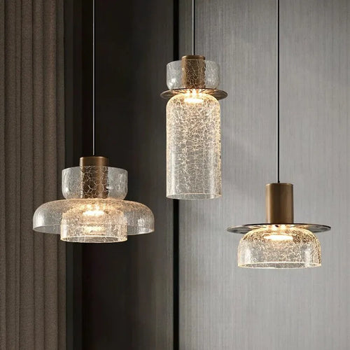 lustre moderne en verre craquelé pour intérieur élégant - vue 2 sur 9