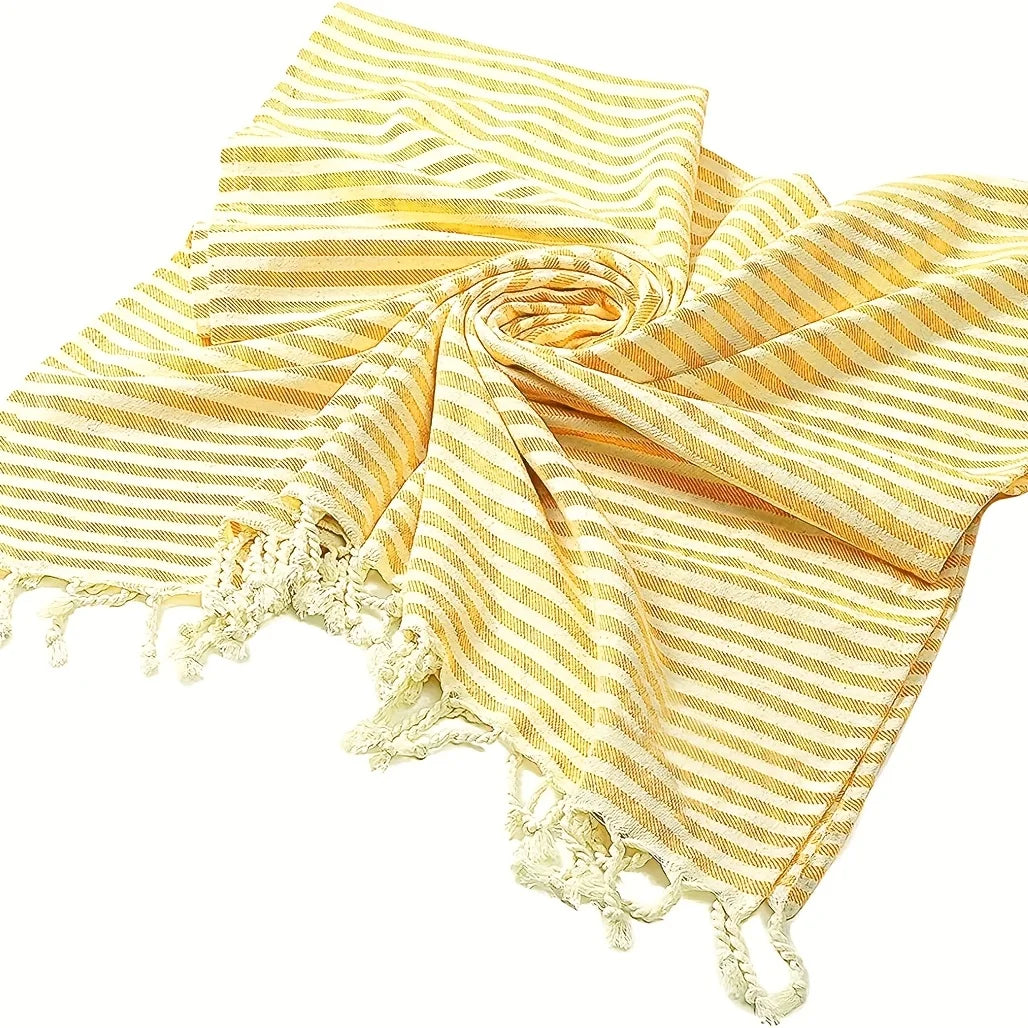 Serviette de plage turque coton tissé rayé bohème - vue 4 sur 6