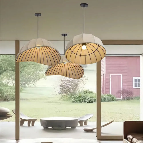 plafonnier en tissu style japonais pour un éclairage élégant - vue 3 sur 11