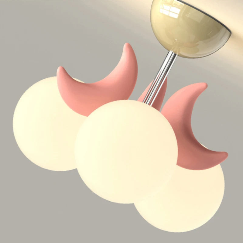 plafonnier enfants roses LED de boule de lune mignonne moderne chaude chambre de princesse romantique petite fille de chambre - vue 5 sur 8