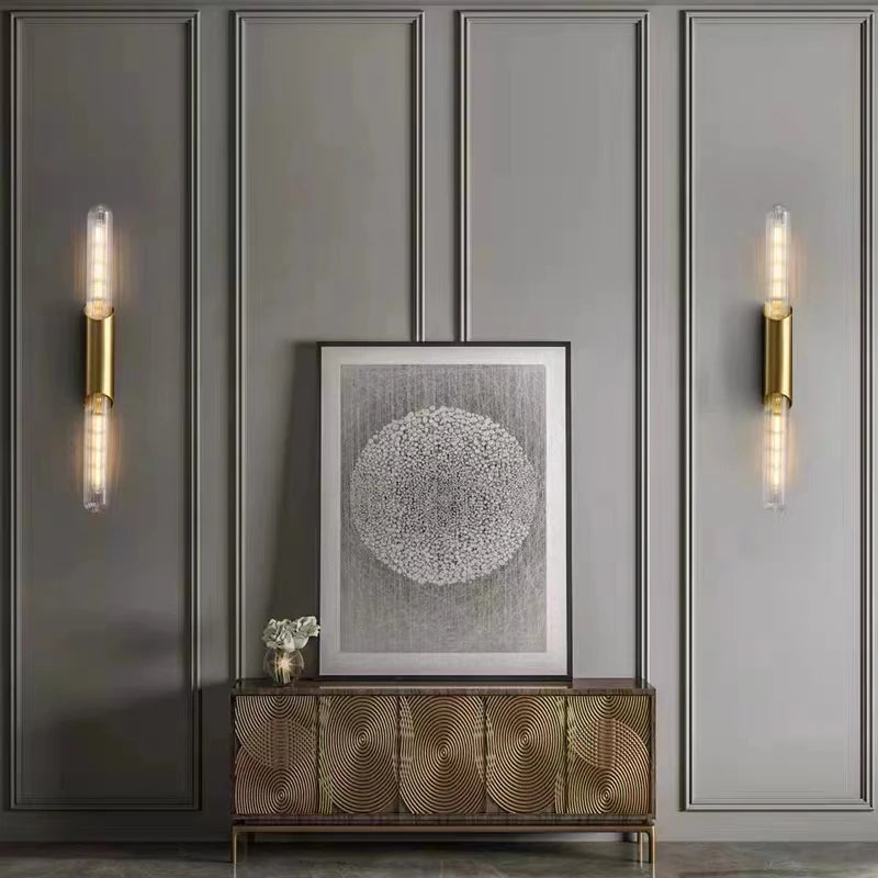 applique murale de luxe en cuivre et verre artistique
