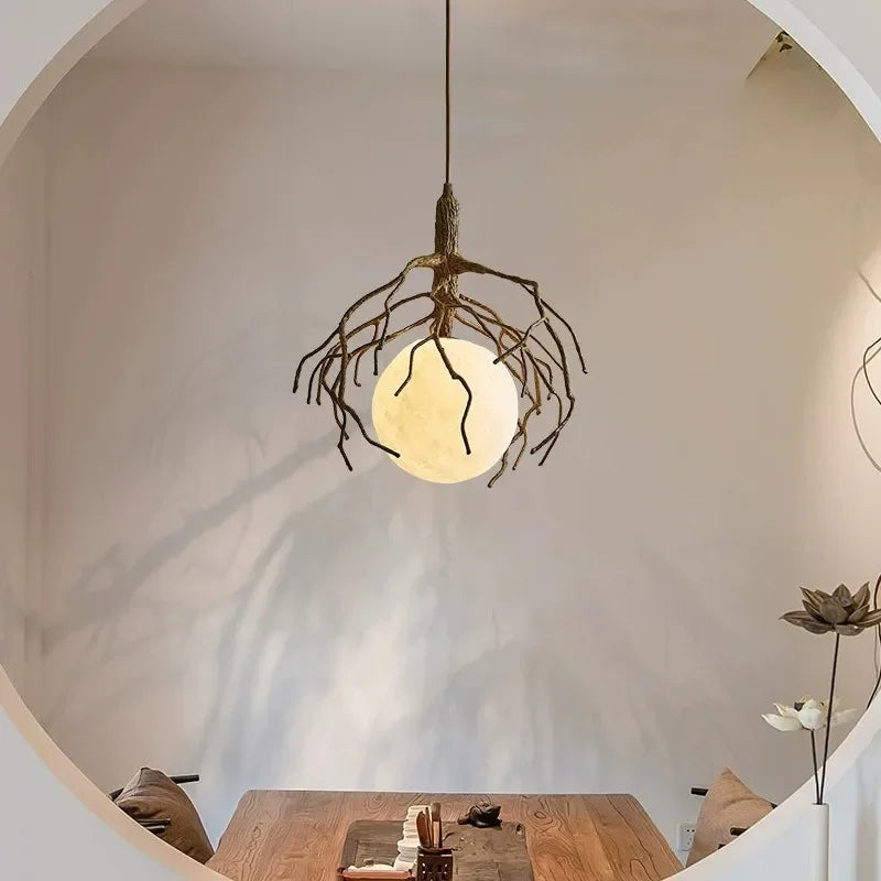lustre suspendu en forme de branche d'arbre à led décor rétro - vue 6 sur 12