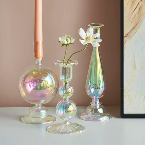 bougeoir en verre décoration nordique pour mariage et fleurs - vue 3 sur 22