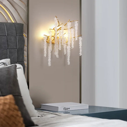 applique murale moderne en cristal avec branches de cerisier design art déco - vue 4 sur 10