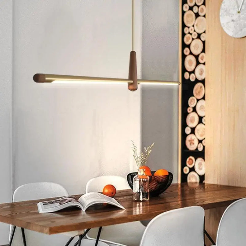 lustre Moderne minimaliste bois LED salon bar café restaurant décoration de la maison