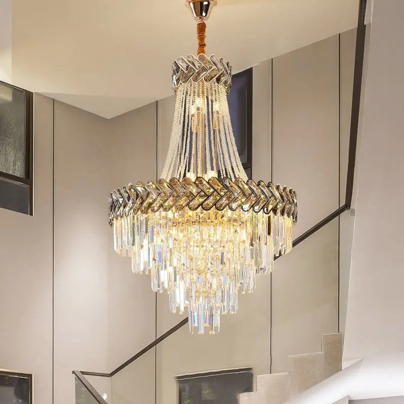 lustre led en cristal design moderne pour villa duplex - vue 2 sur 14