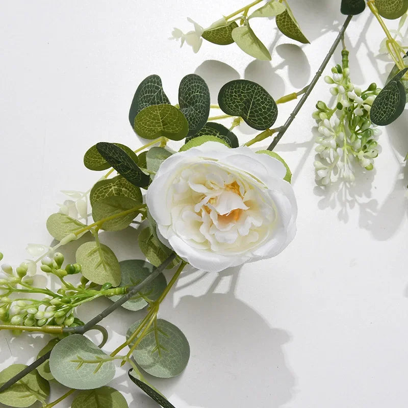 simulation de plante verte roses en soie décoration florale artificielle - vue 2 sur 6