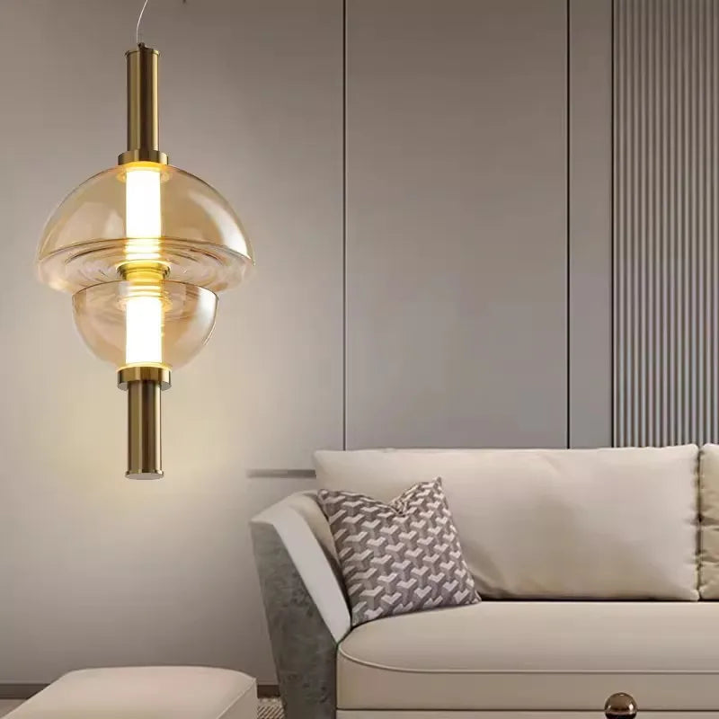 lustre moderne en verre design minimaliste pour restaurant et café - vue 4 sur 11