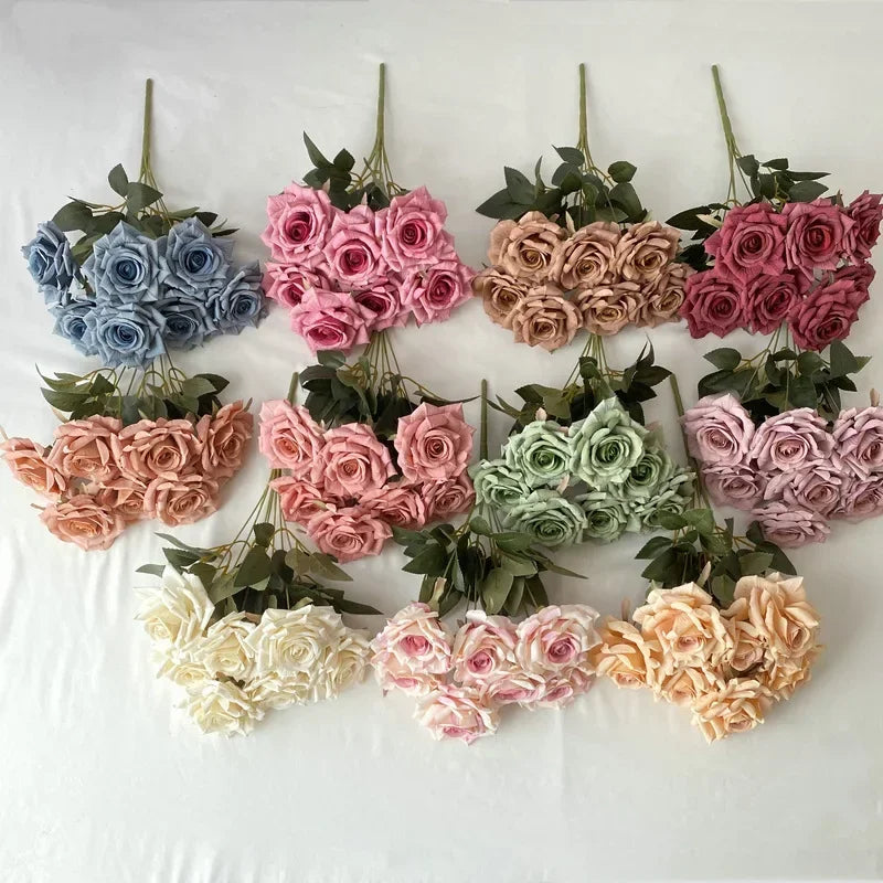 bouquet de roses artificielles en soie pour décoration intérieure - vue 7 sur 17
