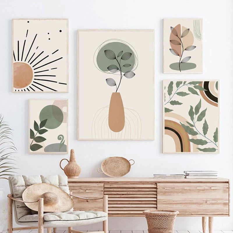 affiches boho peinture abstraite géométrique décoration intérieure nordique