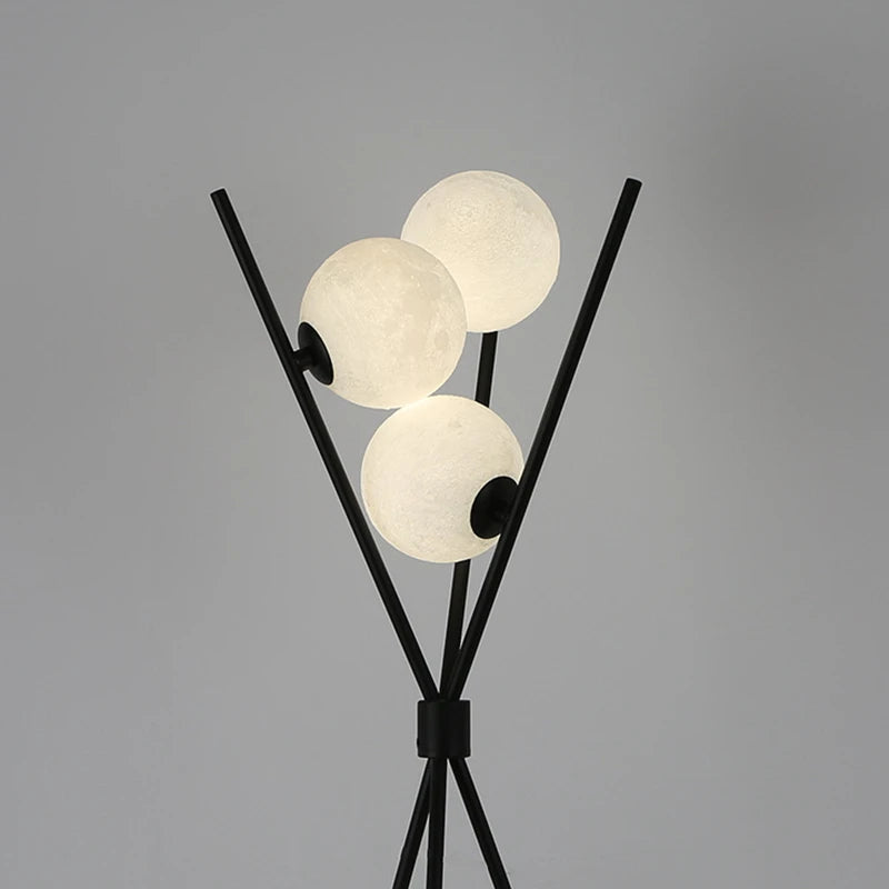 lampadaire lune led 3d design nordique trépied décoration