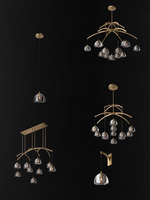 lustre vintage en cristal et cuivre pour éclairage élégant - vue 3 sur 13