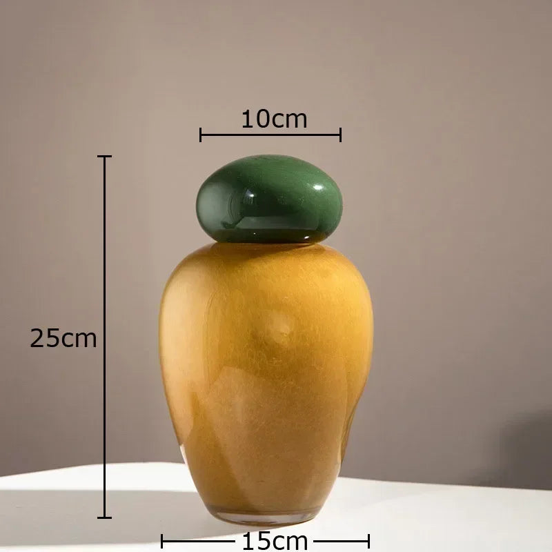 vase elliptique en verre avec couvercle pour fleurs décoratives - vue 9 sur 9
