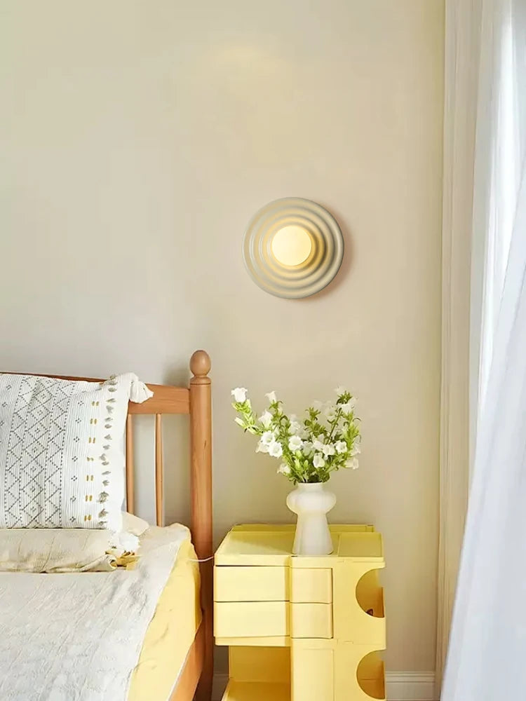 applique murale led rétro en résine luminaire mural rond japonais - vue 6 sur 10