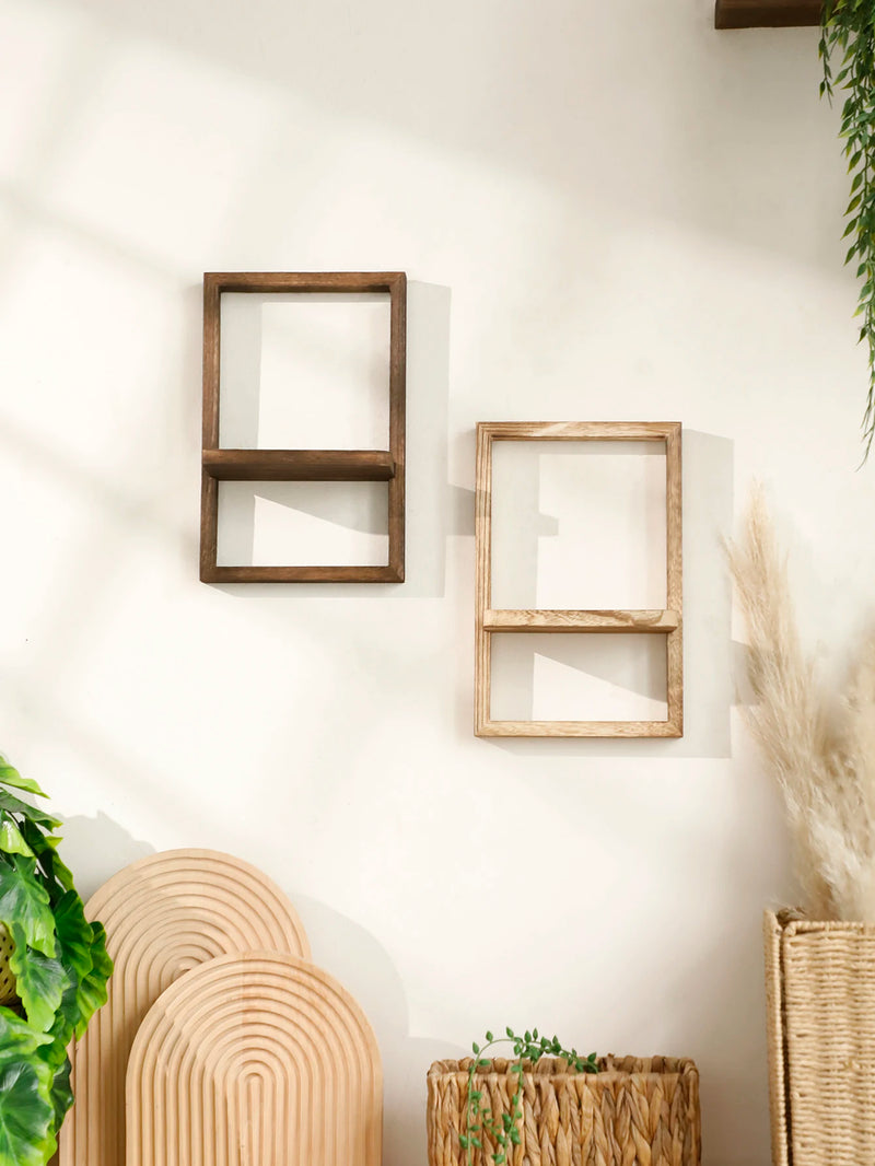 3 étagères Plates En Bois Naturel Loupe – Décoration DIY – Présentoir Mural