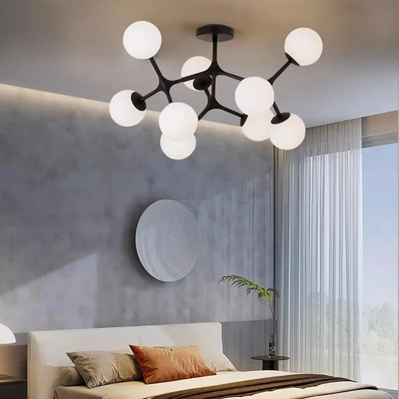 lustre suspension en boule de verre pour décoration maison