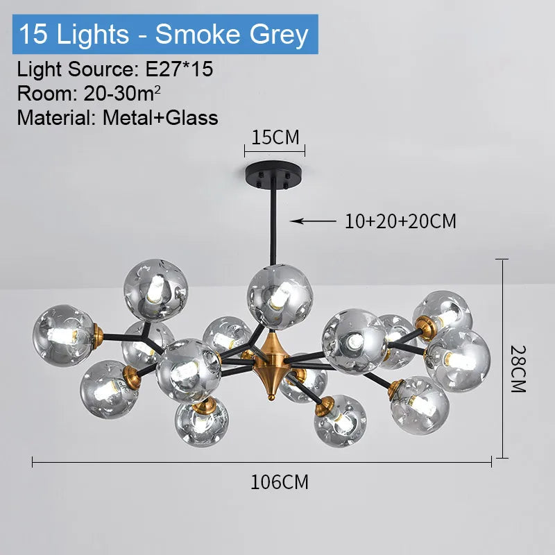 plafonnier led suspendu boule de verre design moderne luminaire intérieur - vue 10 sur 14
