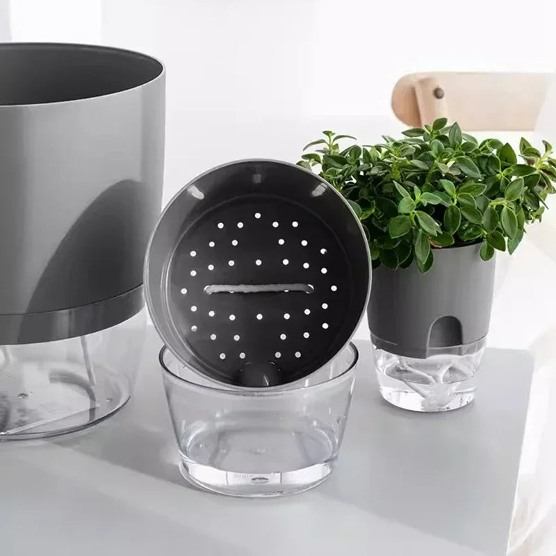 pot de fleurs auto-arrosant en plastique pour plantes succulentes - vue 3 sur 14