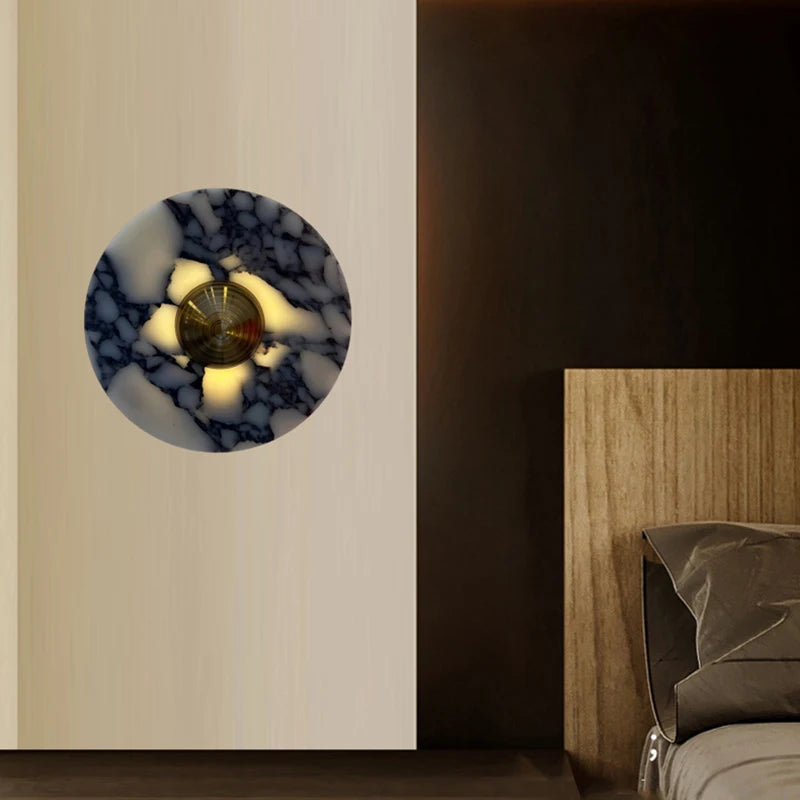 applique murale art déco en pierre et métal doré pour ambiance chaleureuse - vue 3 sur 8