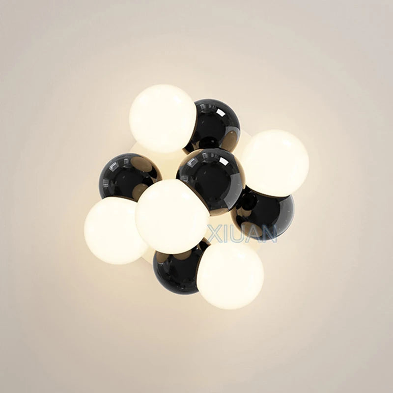Lustre boule ronde nordique lumière bulle chambre plafonniers LED E27 salon salle à manger lustres pour chambre d'enfant - vue 5 sur 9