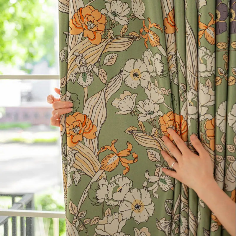 Rideau occultant motif floral style moderne pour salon