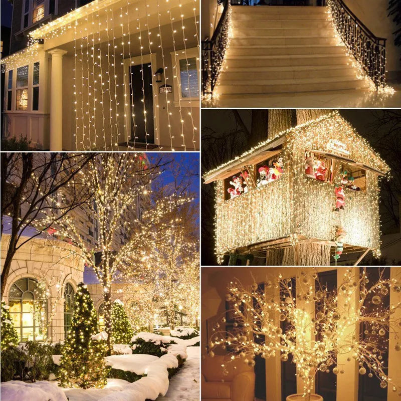 guirlande lumineuse extérieure 100 led étanche pour fêtes et décorations - vue 5 sur 15