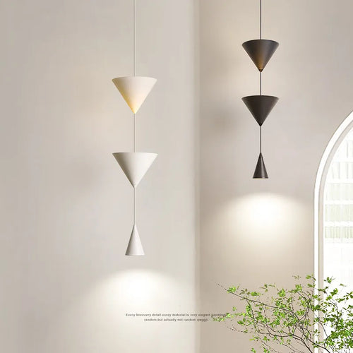 Suspension de chevet de chambre à coucher moderne simple conception de cône blanc noir LED lustre suspendu lumière pour salon intérieur barre 220V