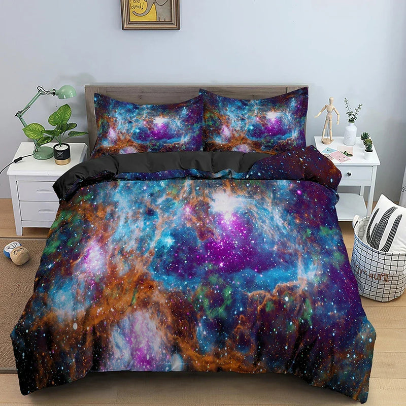 housse de couette galaxy space univers psychédélique taille queen