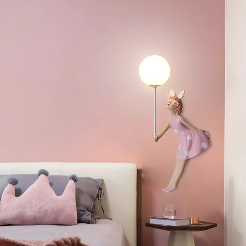 applique murale créative 3d pour fille abat-jour lune pour crèche