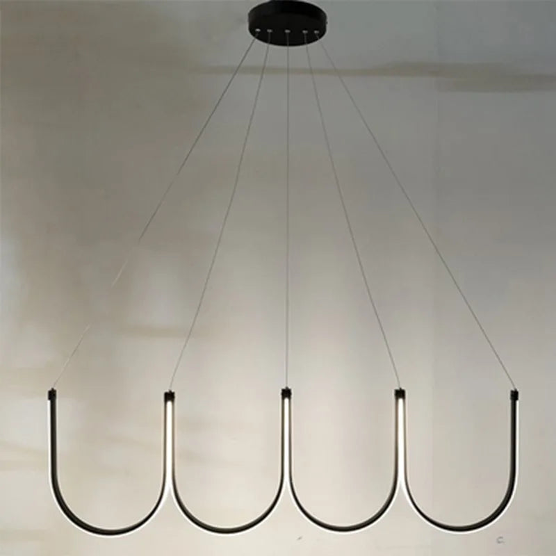 suspension lumières led en forme de u nordique créatif postmoderne - vue 3 sur 13