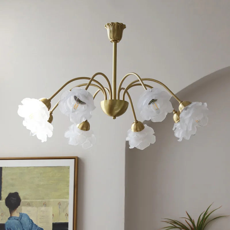 lustre en verre à fleurs minimaliste style nordique led créatif