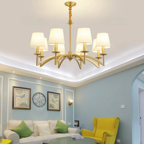 lustre rétro américain en tissu pour décoration intérieur lumineux - vue 3 sur 10