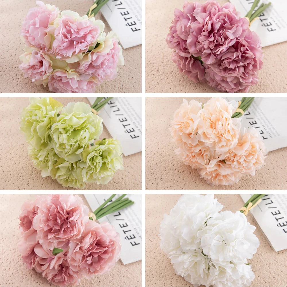 lot de 5 pivoines artificielles pour décorations élégantes et mariage - vue 6 sur 12
