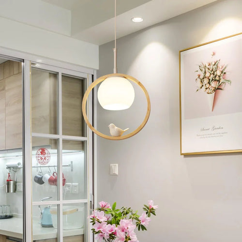 suspension modernes en bois avec led intégrée - vue 4 sur 11