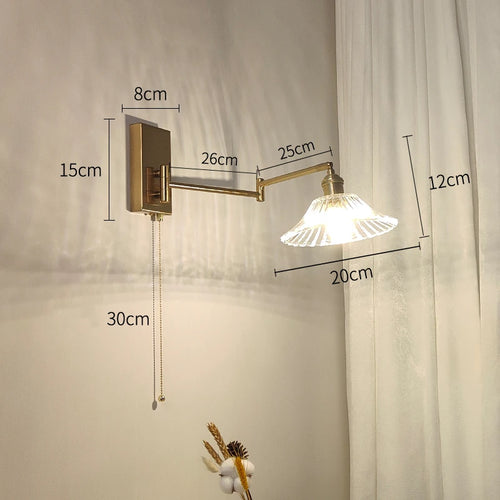 IWHD tirer chaîne verre applique murale LED applique bras gauche droite rotation chambre salon lumières nordique moderne à côté lampe Wandlamp - vue 15 sur 23