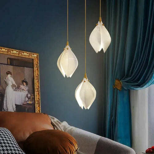 Suspension LED en forme de fleur en verre - vue 6 sur 6
