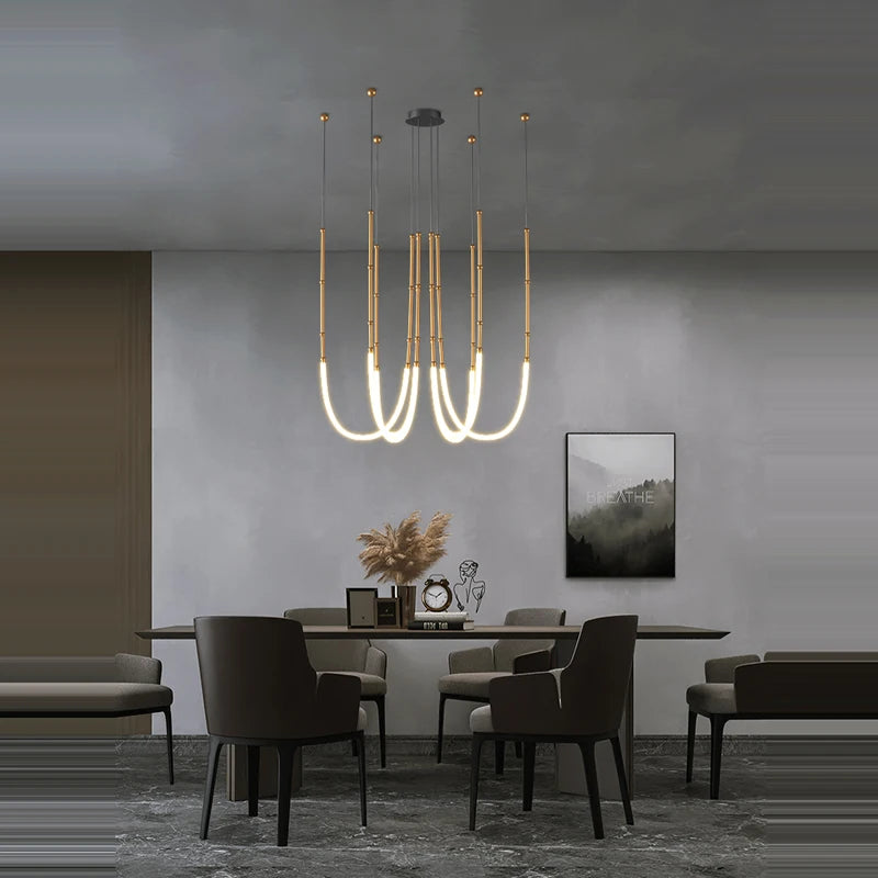 lustre art déco en métal noir avec éclairage led - vue 7 sur 16