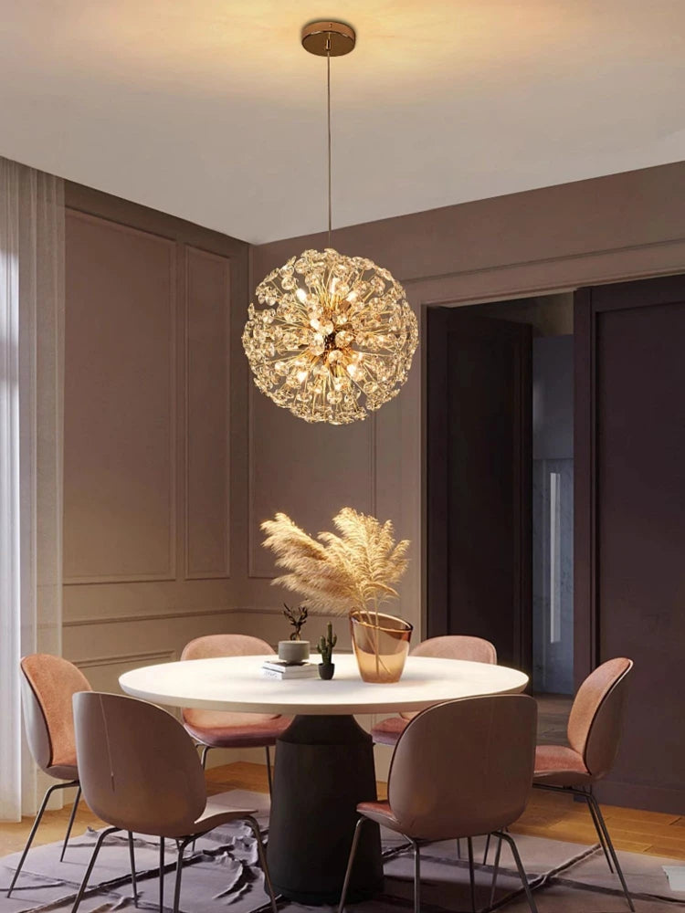 lustre en cristal moderne en forme de pissenlit créatif et atmosphérique
