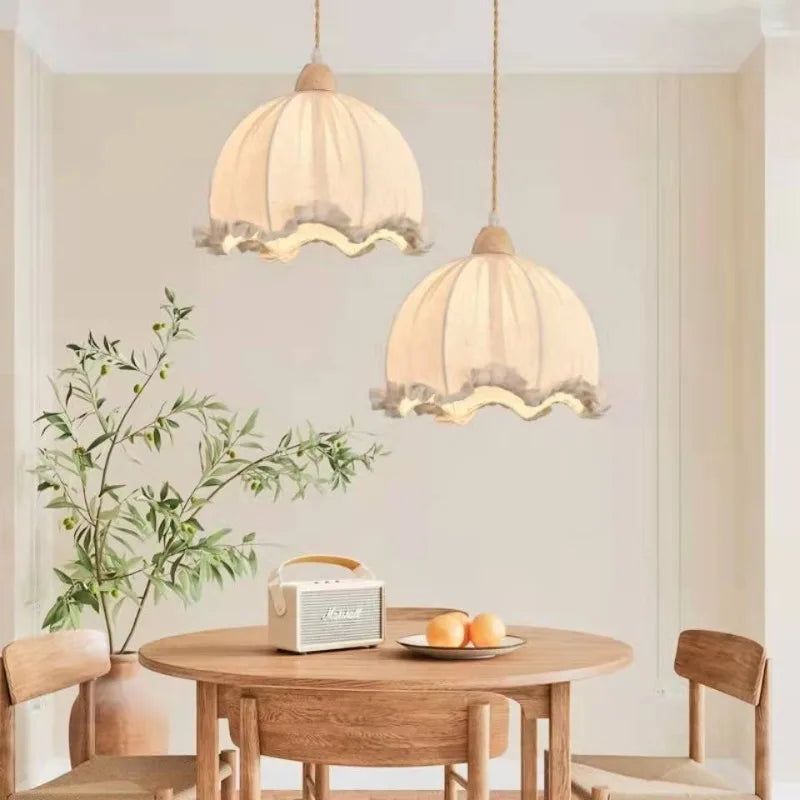 Lustre nordique en tissu de coton et de lin
