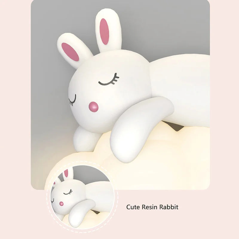 Applique murale lapin créatives sur nuage blanc