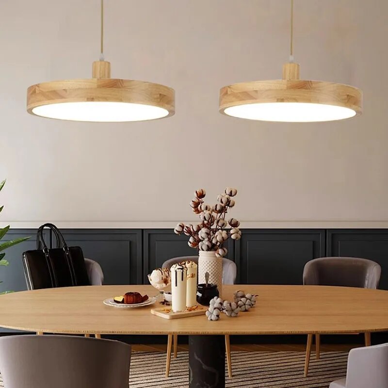 Suspension LED en bois Ultra-mince nordique