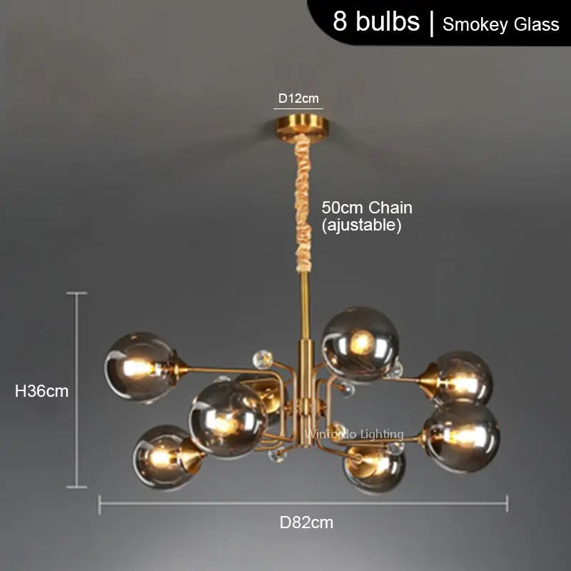 lustre led moderne 10 globes luminaire décoratif - vue 15 sur 18
