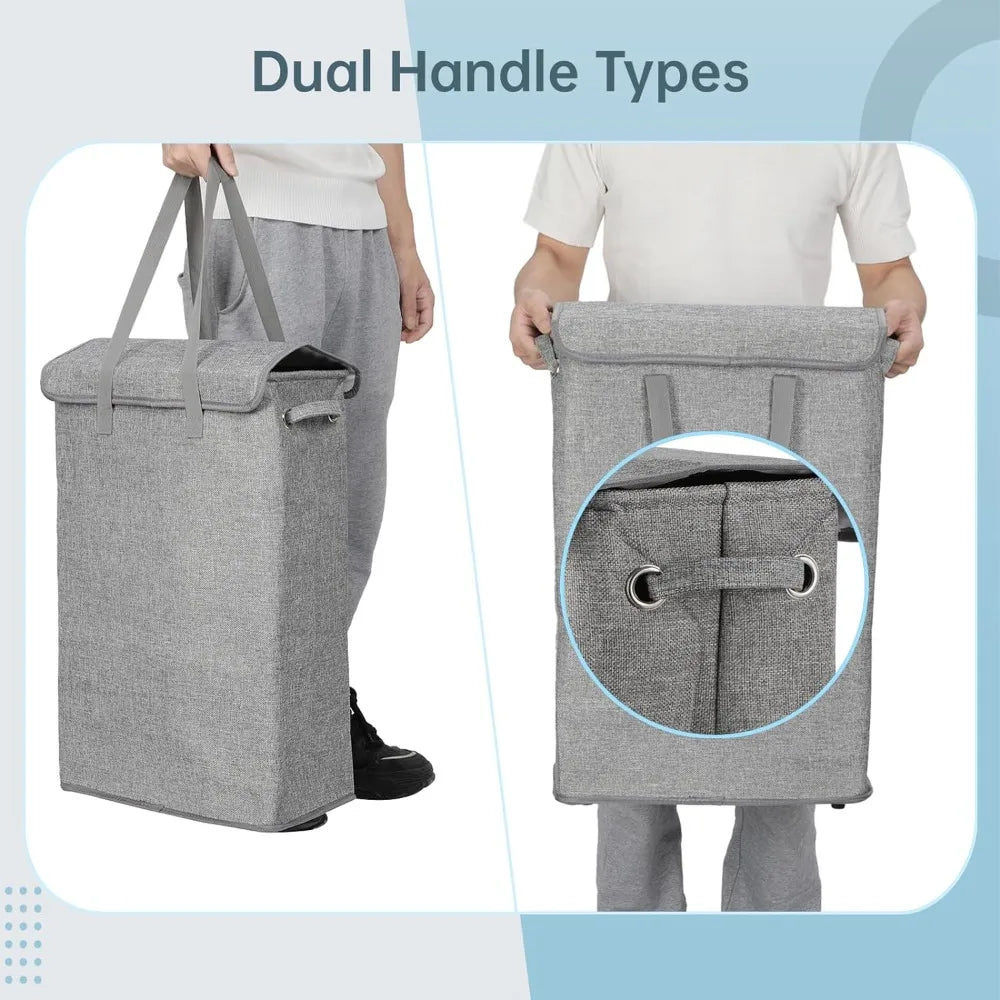 panier à linge pliable avec couvercle pour rangement pratique - vue 5 sur 9