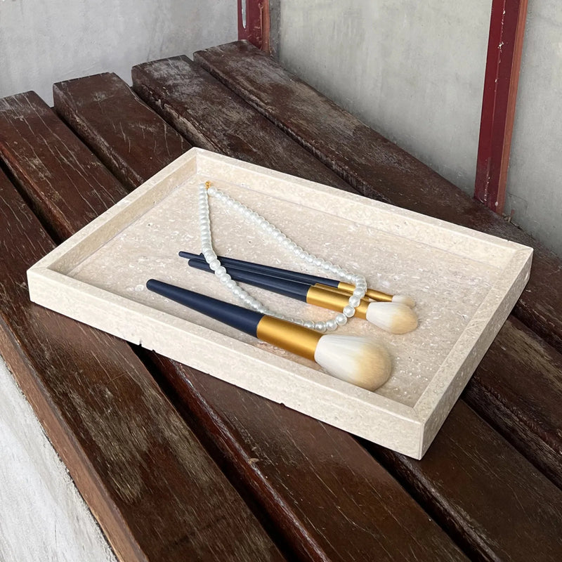 boîte de rangement en travertin et marbre naturel luxe
