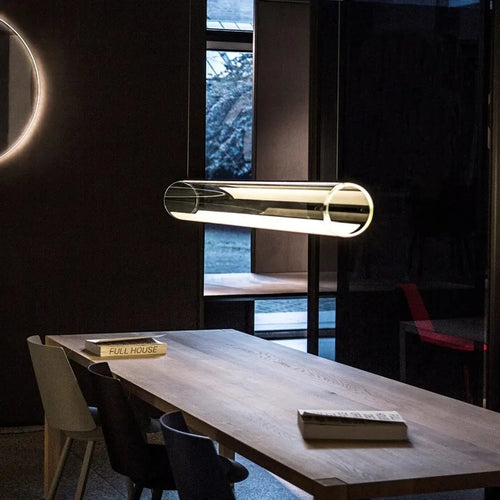 lustre en verre transparent moderne avec éclairage led décoratif - vue 4 sur 7