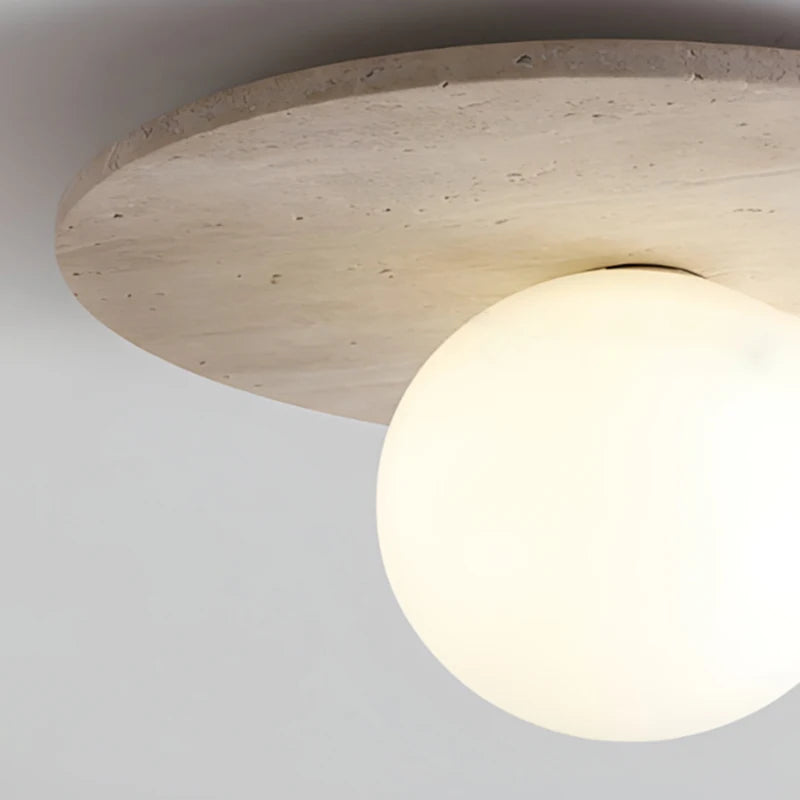 plafonnier rond simple en marbre avec ampoule en verre pour restaurant - vue 5 sur 6