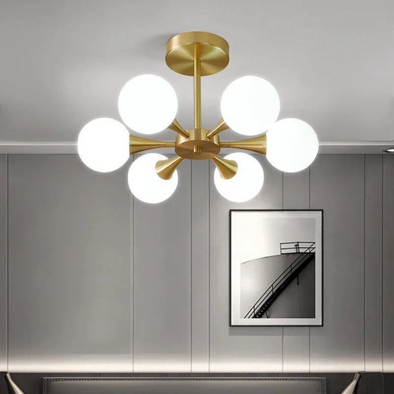 lustre nordique en verre blanc pour éclairage intérieur - vue 2 sur 23