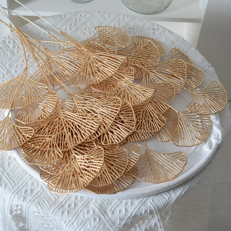 lot de feuilles artificielles ginkgo eucalyptus houx pour décoration florale - vue 3 sur 13